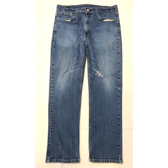Levis 514 Jeans Mens 36x30 Mid Rise Straight Leg Distressed Stretch Denim - Picture 1 of 9